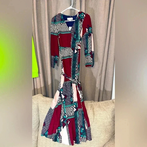 💥NWT ANTHROPOLOGIE Porridge Virginia Wrap Maxi Designer Dress Women’s Petite XS - Picture 3 of 11